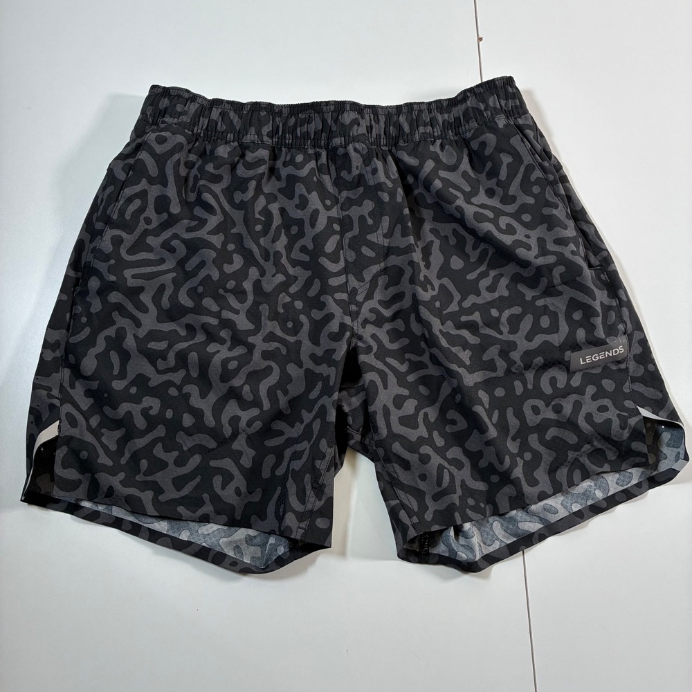 Legends Luka Shorts Large Black Grey Abstract Camo Athletic Performance